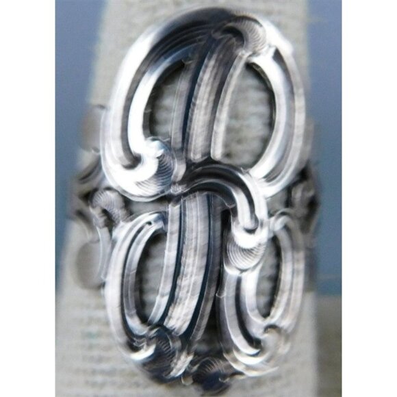 7/811 Sterling Silver Unmarked Monogram Ring Size 8.5 - Picture 1 of 5